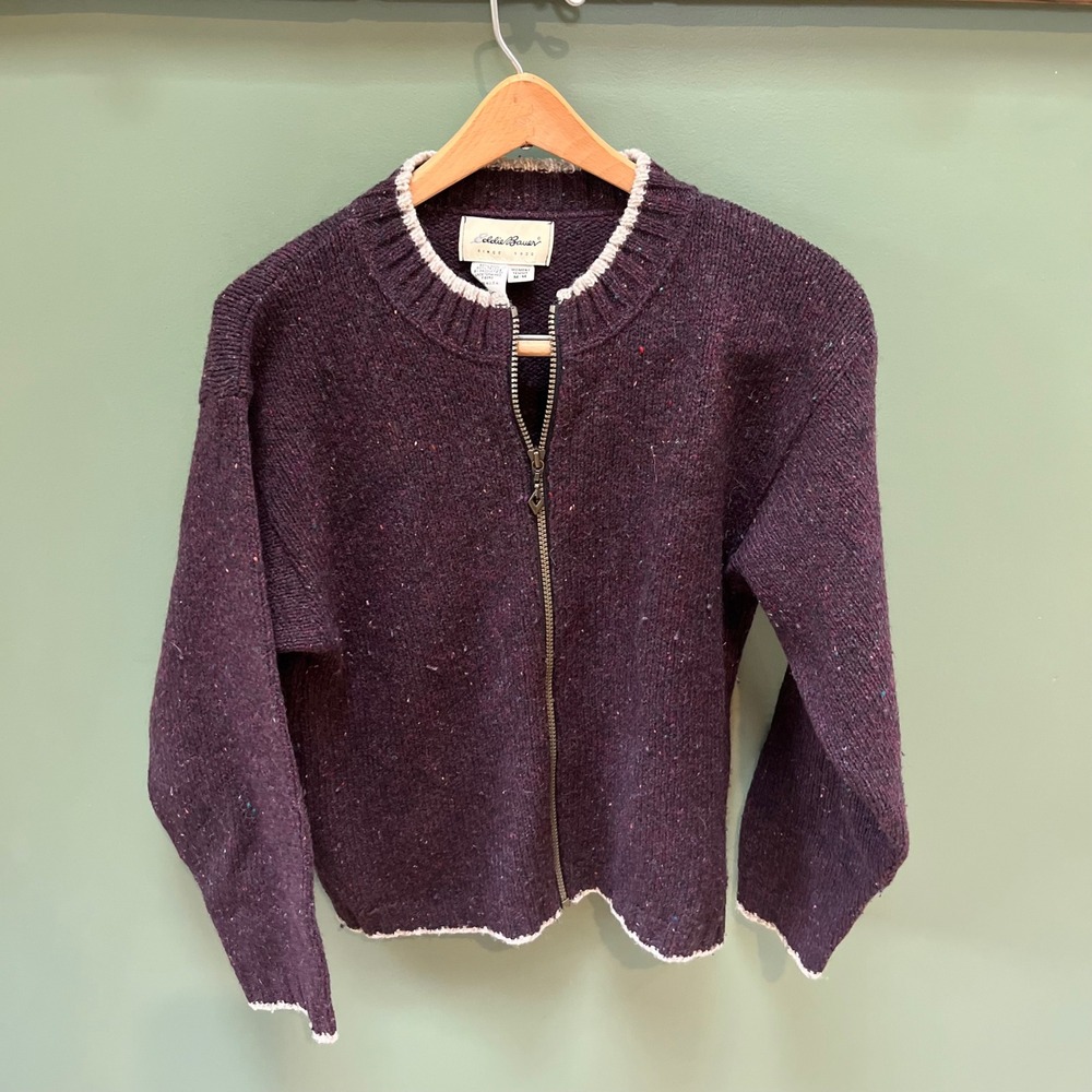 Vintage Eddie Bauer Women's Zipper Front Wool Blend Cardigan Sweater- Sz. M